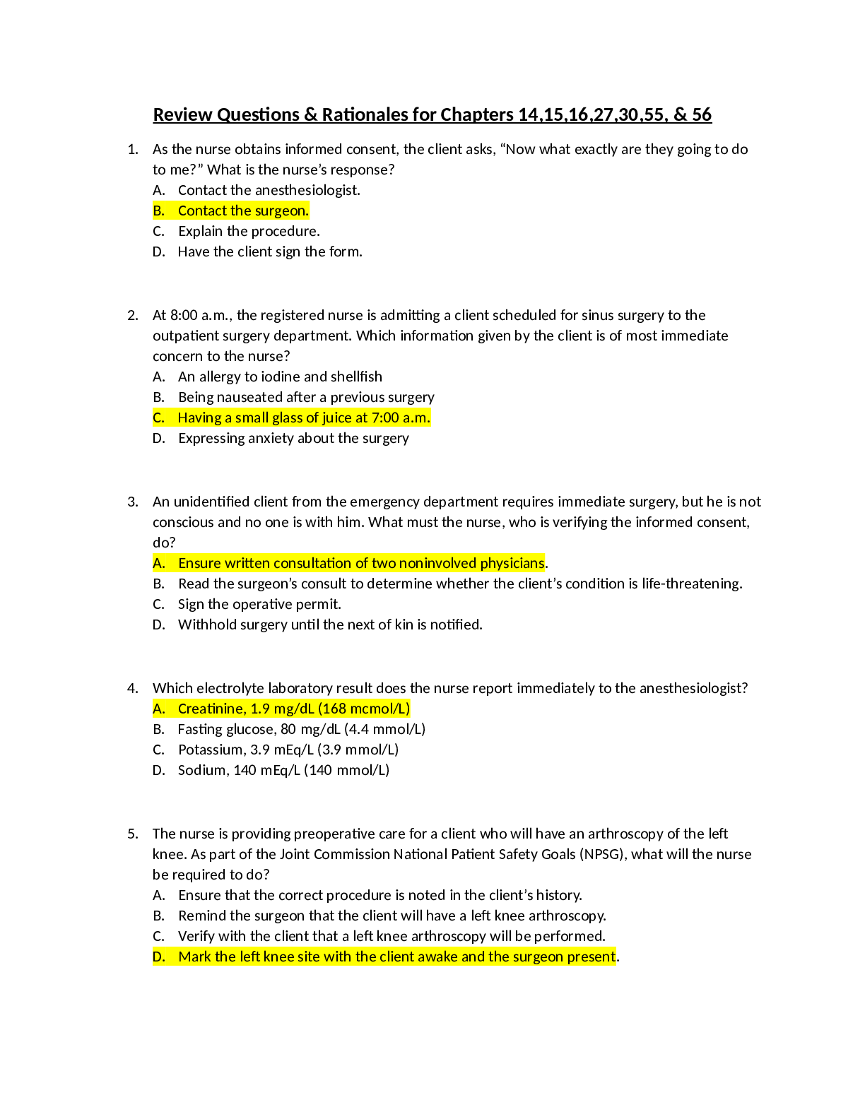 Preview image for MEDICAL SURGERY NURSING TEST BANK EXAM 3